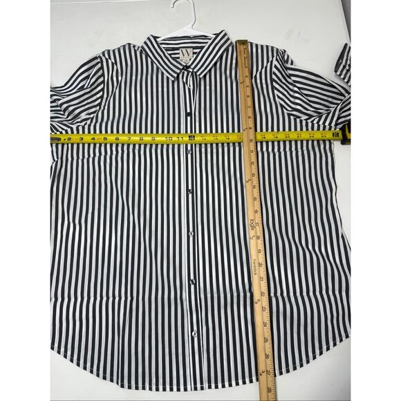NWT Worthington Womens Top Sz XXL White Black Striped Long Sleeve Button Up - Picture 6 of 10